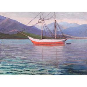 Arthur-sénéry Besnard, Known As Sénéry-besnard, Sailboat Moored In The Bay Of Ajaccio, Corsica