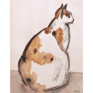 Attribué à Gwen JOHN, Chat assis