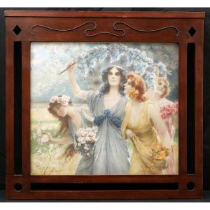 Cadre en bois teinté de style Sécession viennoise, travail autrichien circa 1900