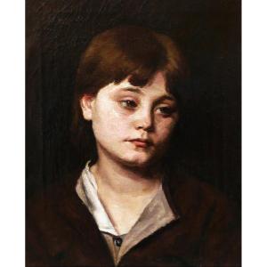 Christian Fredrik KREBS, Portrait d'enfant, tableau suédois