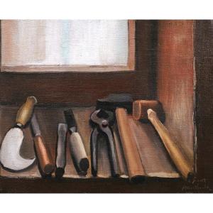Jean OBERLÉ, Nature morte aux outils de menuisier