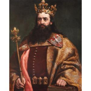 École POLONAISE du XIXème siècle, d'après Jan MATEJKO, Portrait du Roi Kazimierz III