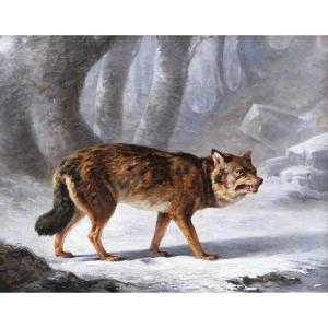 Louis Léon Nicolas Verreaux, Wolf In The Forest In Winter, Wildlife Painting