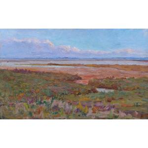 École FRANÇAISE circa 1940, Paysage de bord de mer dans l'Hérault, tableau (Montpellier, Sète)
