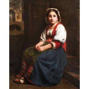 Probably Dutch School Of The 19th Century, *seated Young Italian Woman*, Portrait Painting