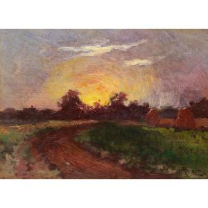 Joseph Hyacinthe ROYET, Paysage de campagne normande aux meules de foin, tableau (Avignon)