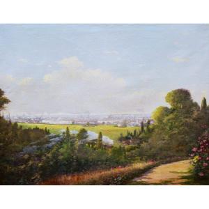 Maurice Larue, View Of Bordeaux From The Buttinière (large Format)
