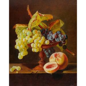 Noémi Fortoul, Still Life With A Bowl Of Grapes And Peaches