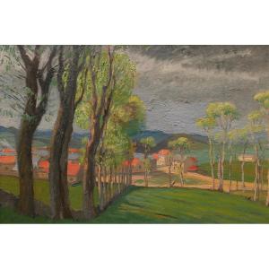 Gustave POETZSCH, Paysage près de la maison du peintre à Yssingeaux