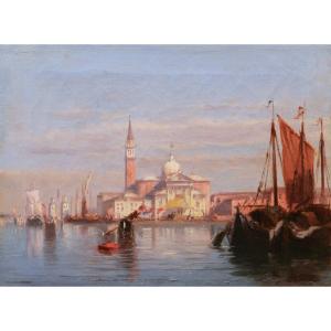 Jean LUCAS , Vue de l'Île de San Giorgio Maggiore à Venise