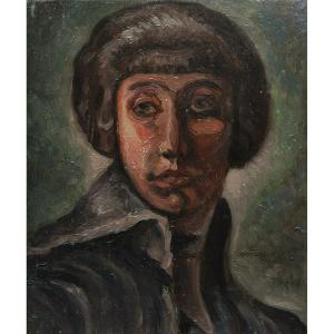 French School Circa 1920, Portrait Of A Brunette Woman