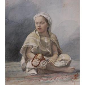 École FRANÇAISE du début du XXème siècle, Jeune fille algérienne assise