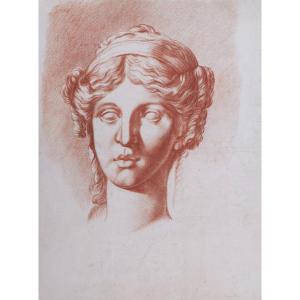 French School Early 19th Century, Head Of A Woman 