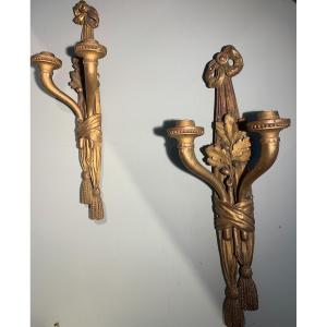 Pair Of Wooden Sconces