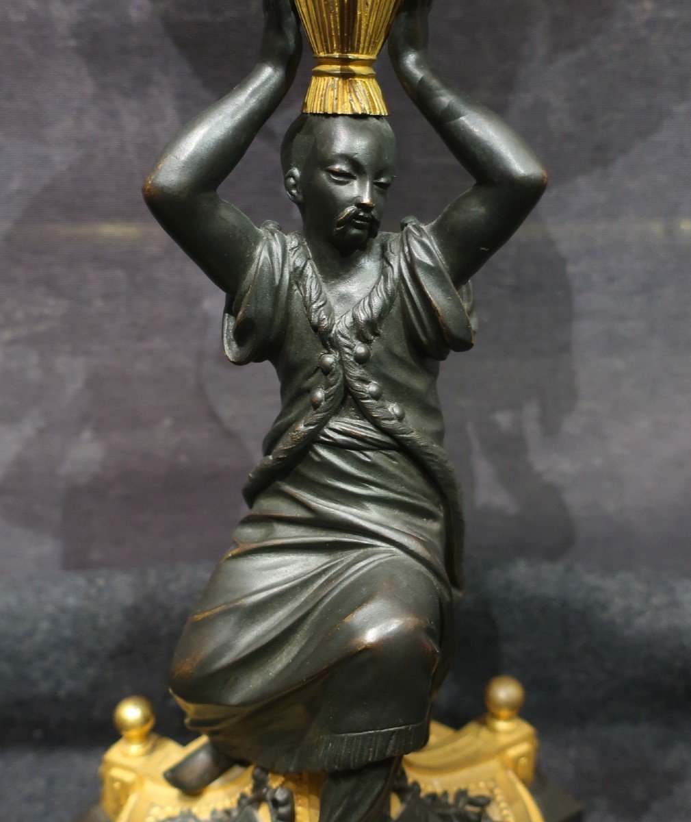 Miroir de table au chinois en bronze époque Empire-photo-3