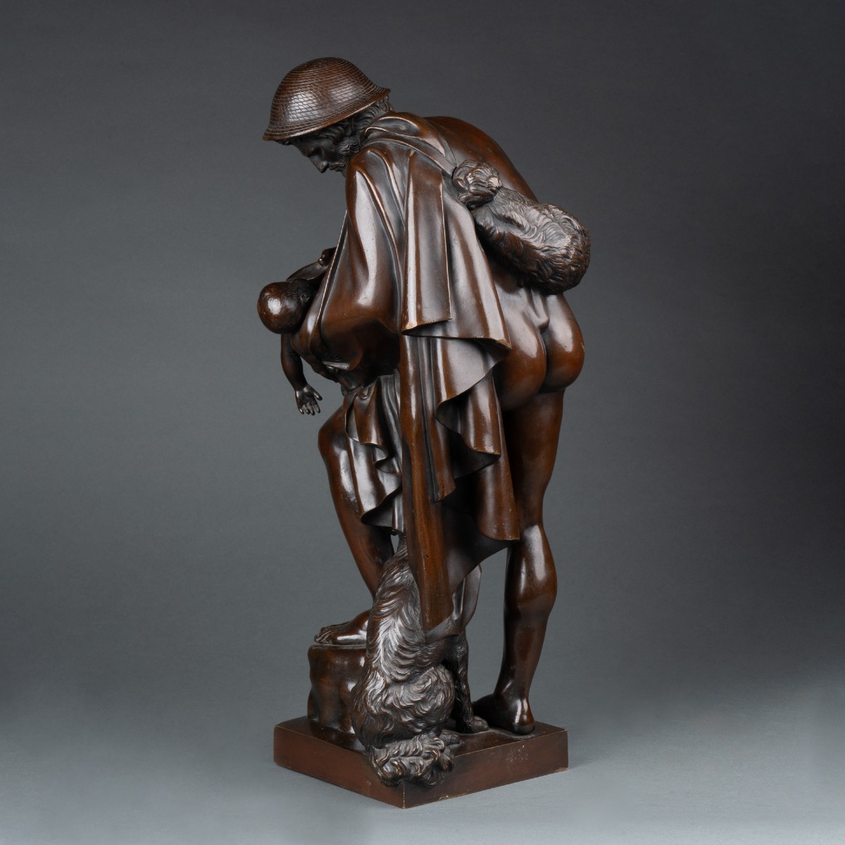 Bronze With Brown Patina From The Antique Half Of The 19th Century-photo-3
