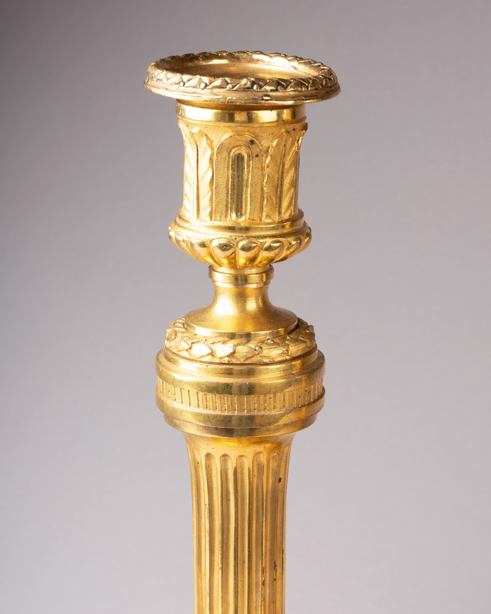 Pair Of Gilt Bronze Candlesticks, Louis XVI Period -photo-4