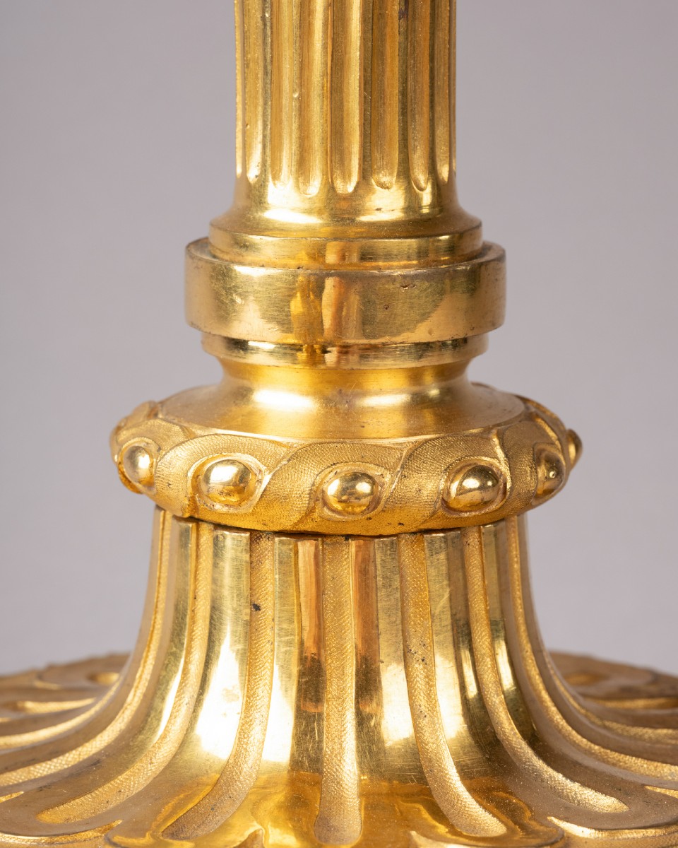 Pair Of Gilt Bronze Candlesticks, Louis XVI Period -photo-3