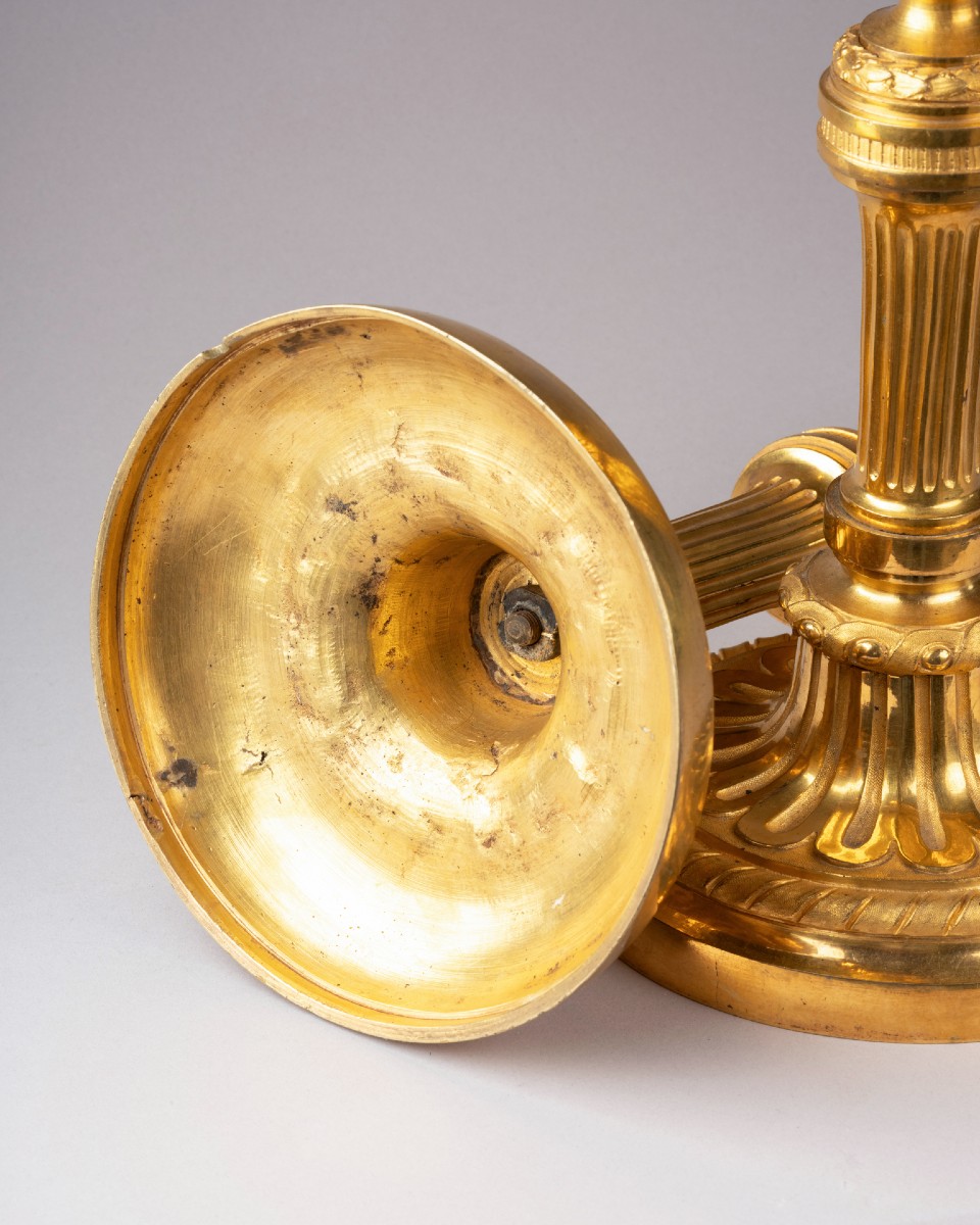 Pair Of Gilt Bronze Candlesticks, Louis XVI Period -photo-5