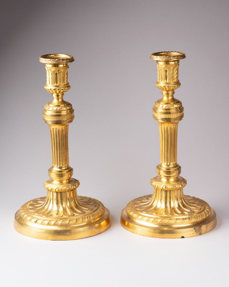 Pair Of Gilt Bronze Candlesticks, Louis XVI Period 