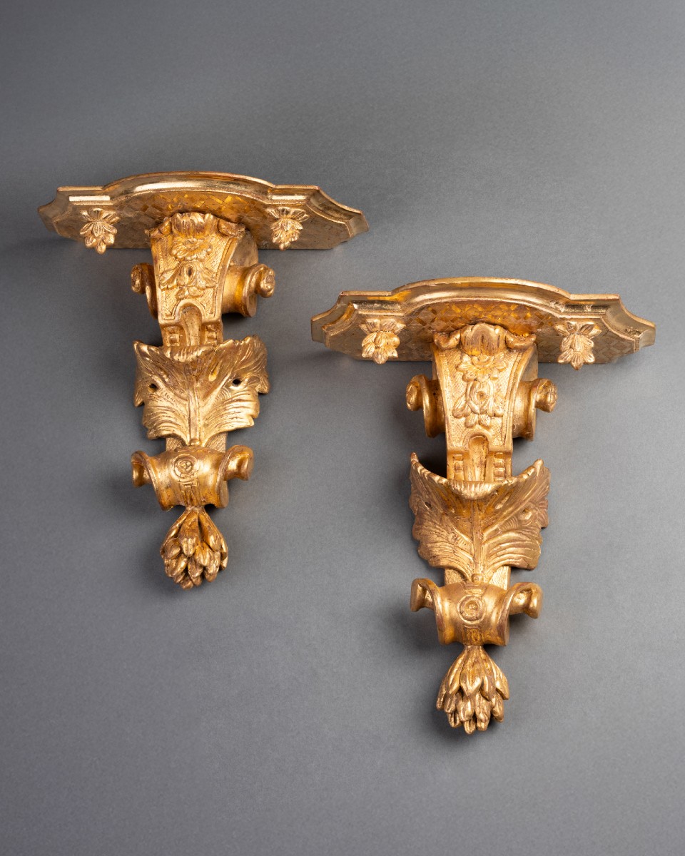 Pair Of Wall Consoles From The Regence Period, 18th Century-photo-2