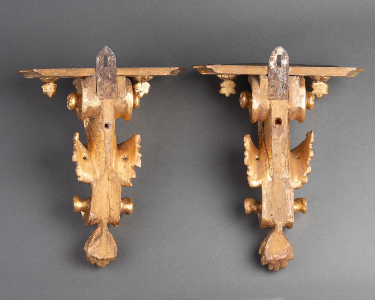 Pair Of Wall Consoles From The Regence Period, 18th Century-photo-1