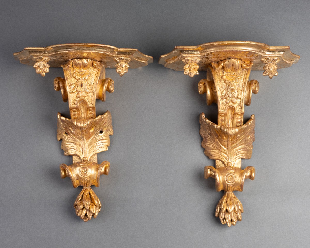 Pair Of Wall Consoles From The Regence Period, 18th Century