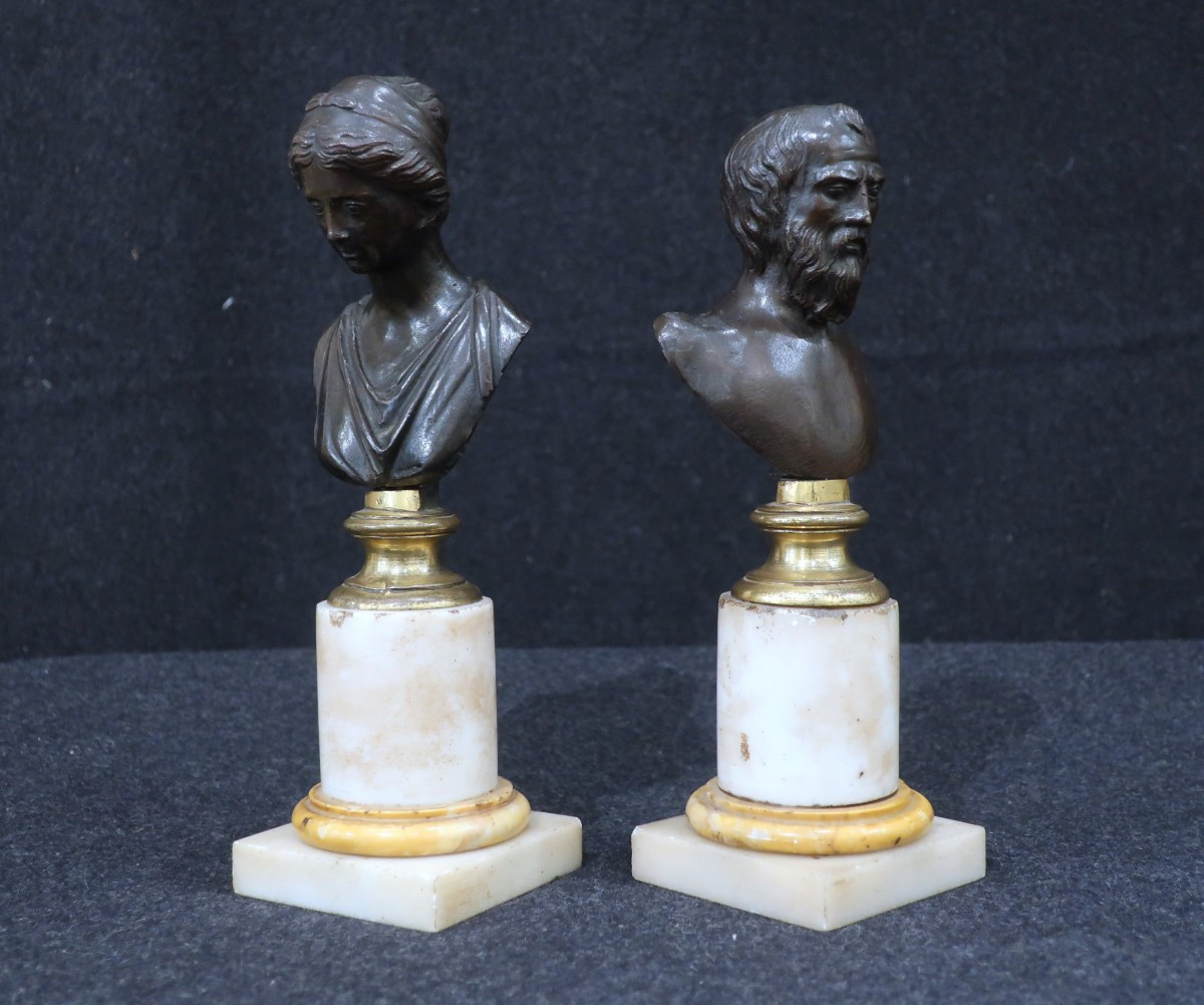 Paire de petits bustes Italie fin XVII°-photo-3