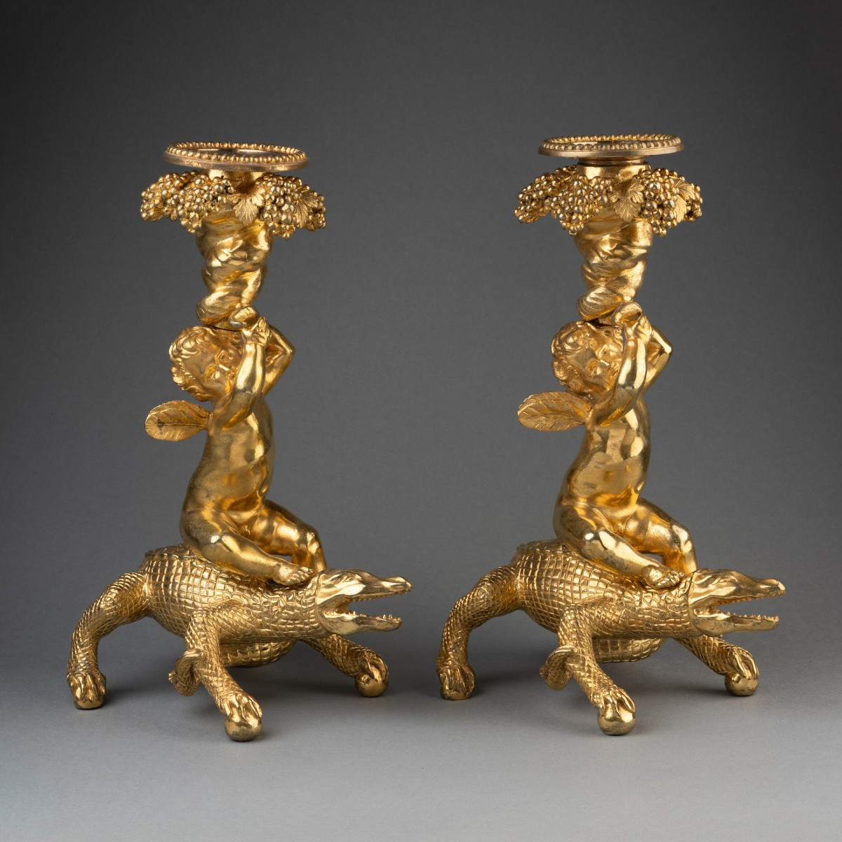 Pair Of Crocodile Candlesticks Circa 1830-photo-1