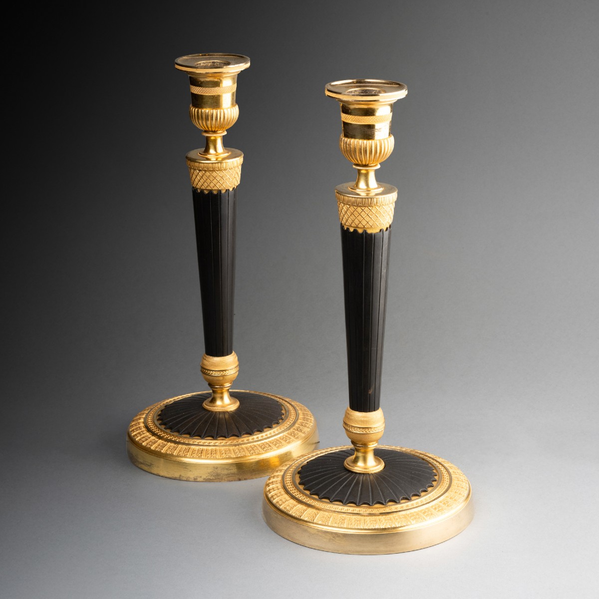 Paire de bougeoirs époque Empire début XIX° siècle-photo-2