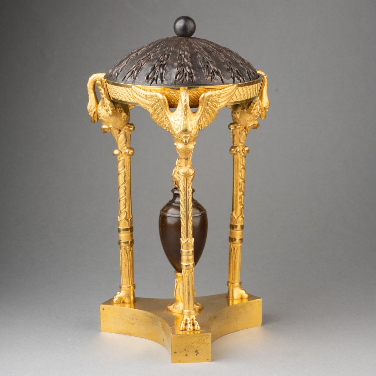 Brûle parfum en bronze patiné et doré époque Empire début XIX°-photo-2