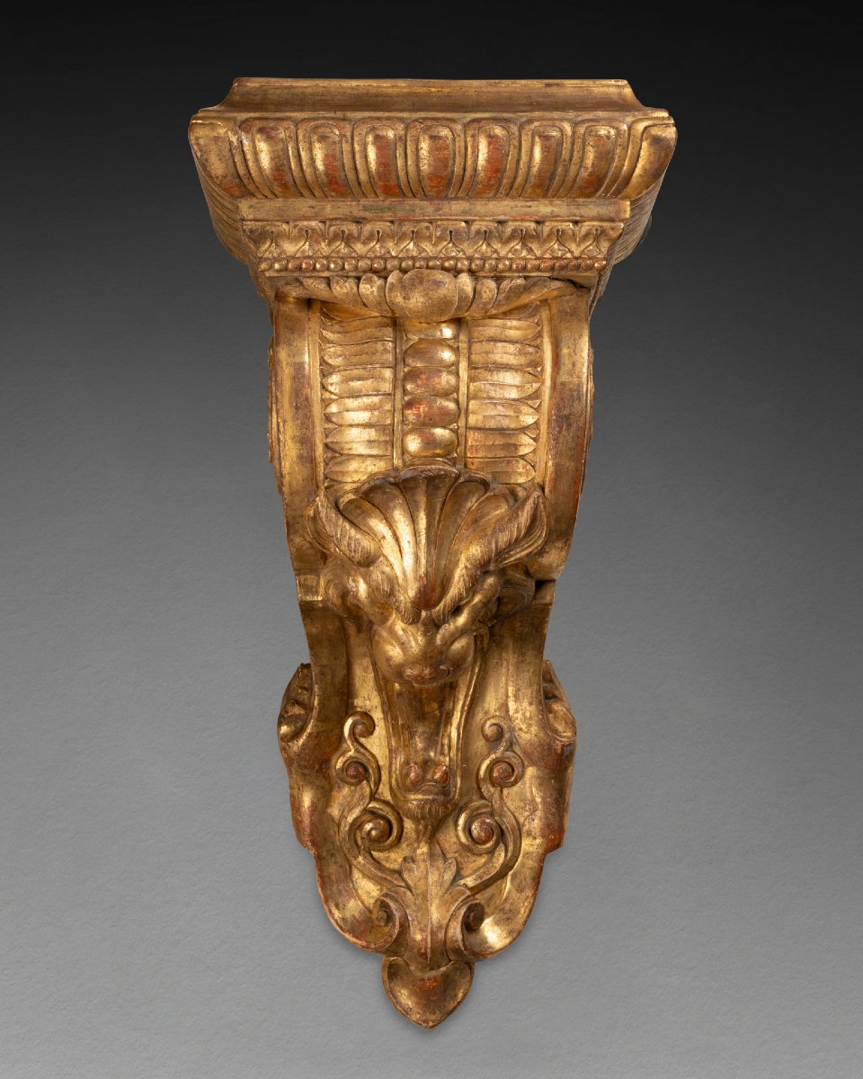 Pair Of Large Gilded Wooden Wall Sconces From The Mid-19th Century-photo-3