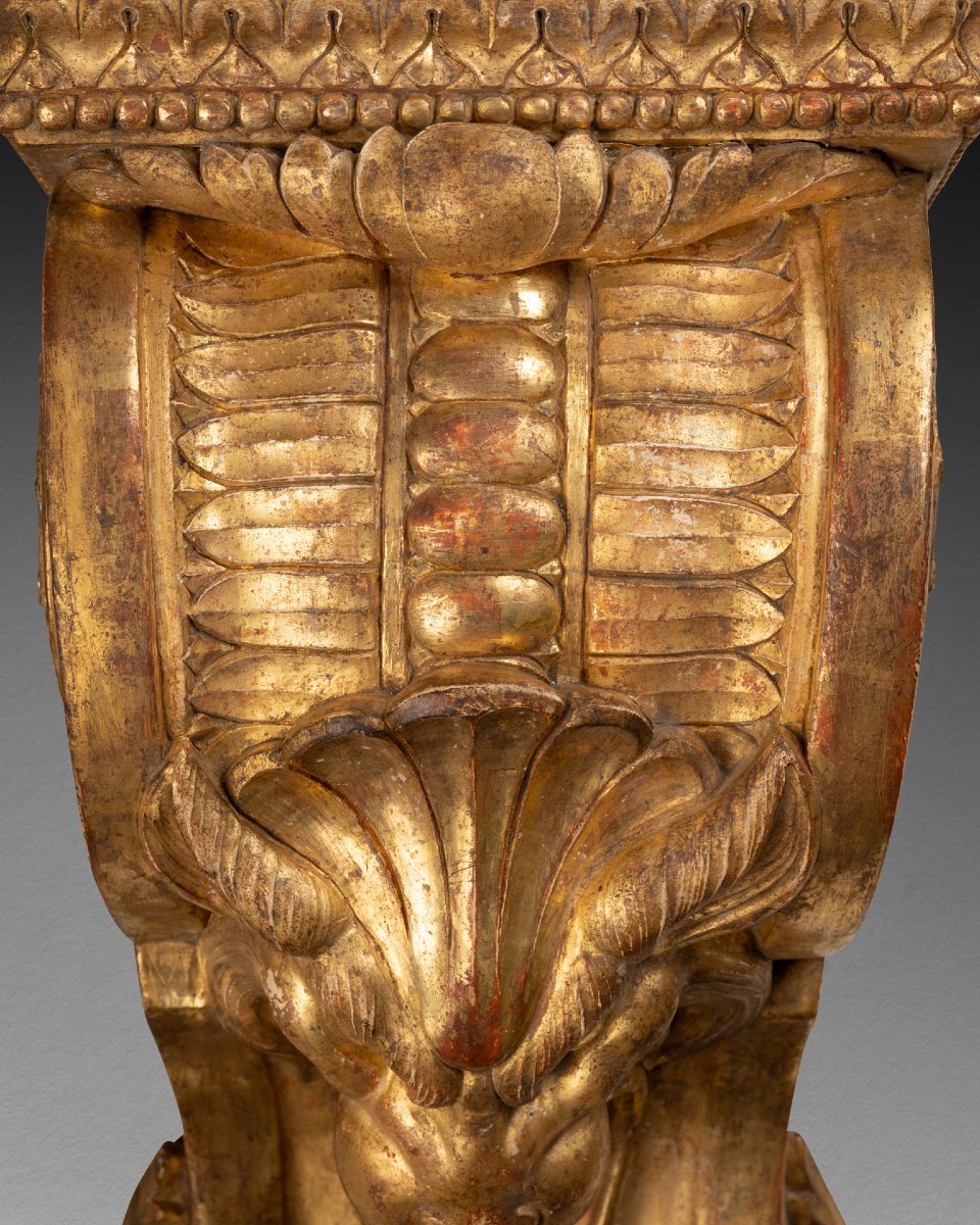 Pair Of Large Gilded Wooden Wall Sconces From The Mid-19th Century-photo-1