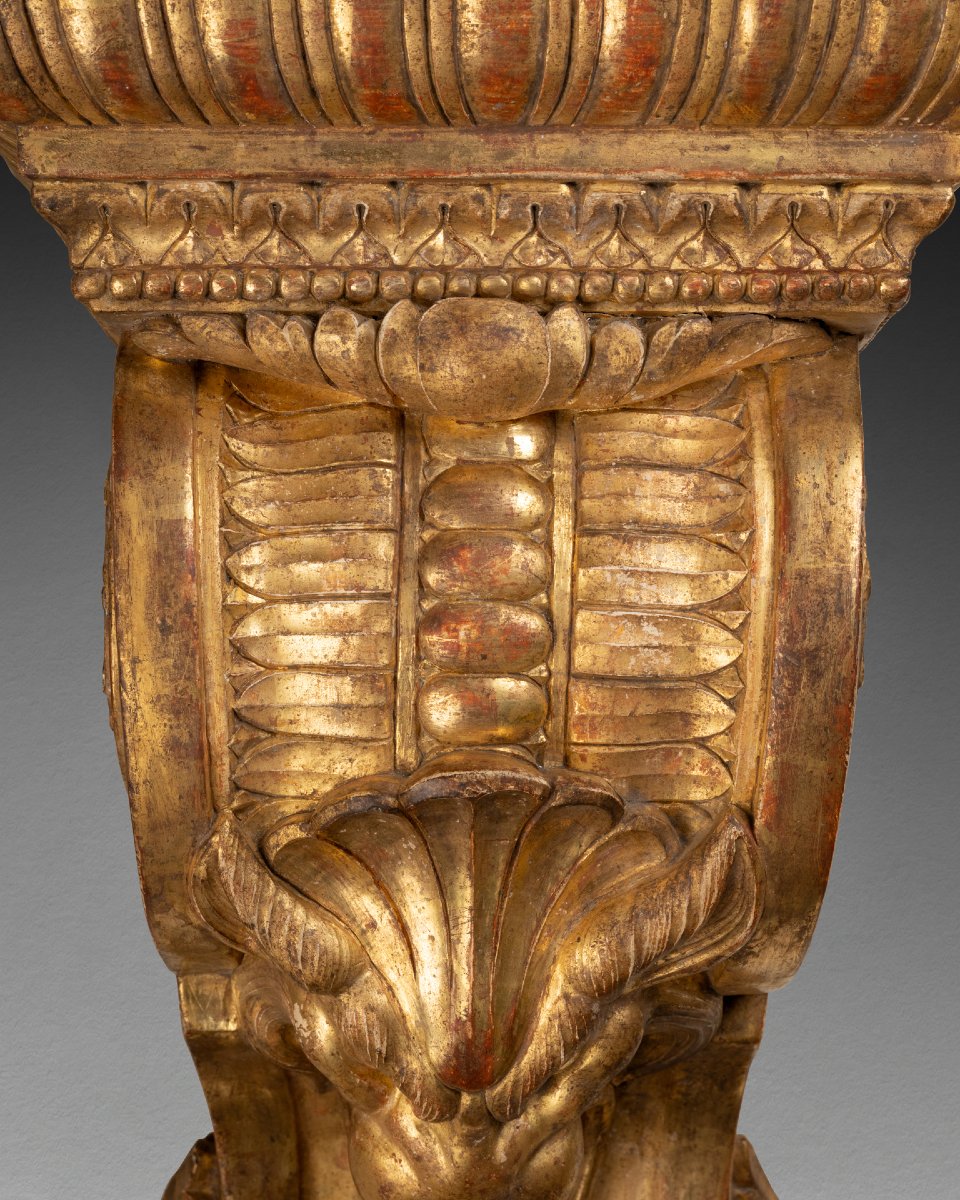 Pair Of Large Gilded Wooden Wall Sconces From The Mid-19th Century-photo-2