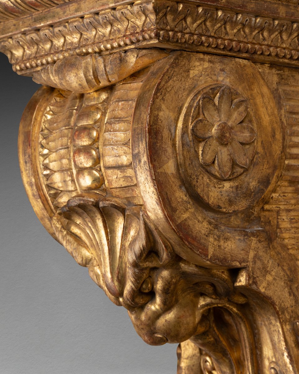 Pair Of Large Gilded Wooden Wall Sconces From The Mid-19th Century-photo-6