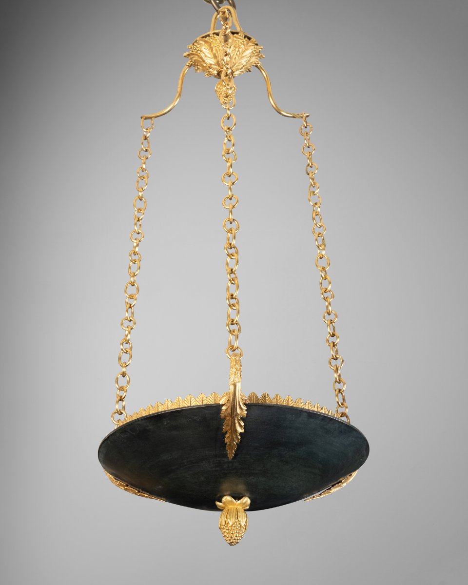 Patinated And Gilded Bronze  Lamp Suspension Empire Period Circa 1810-photo-4