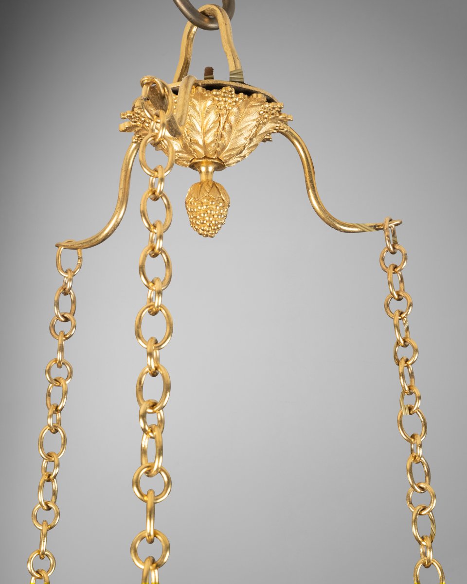 Patinated And Gilded Bronze  Lamp Suspension Empire Period Circa 1810-photo-1