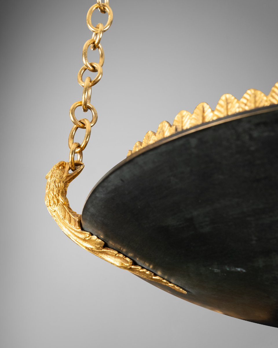 Patinated And Gilded Bronze  Lamp Suspension Empire Period Circa 1810-photo-2