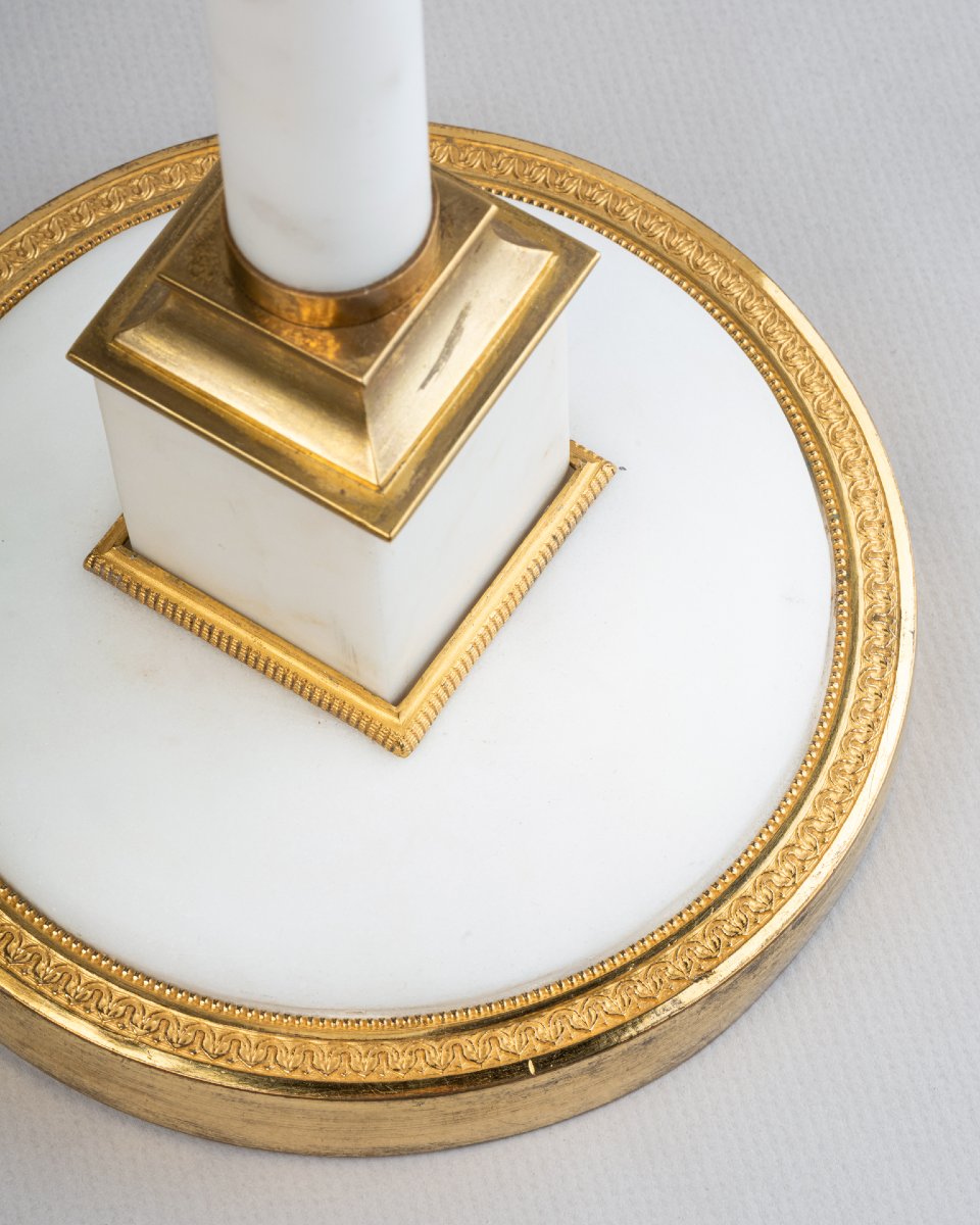 Pair Of Large White Marble Candlesticks, Circa 1800-photo-1