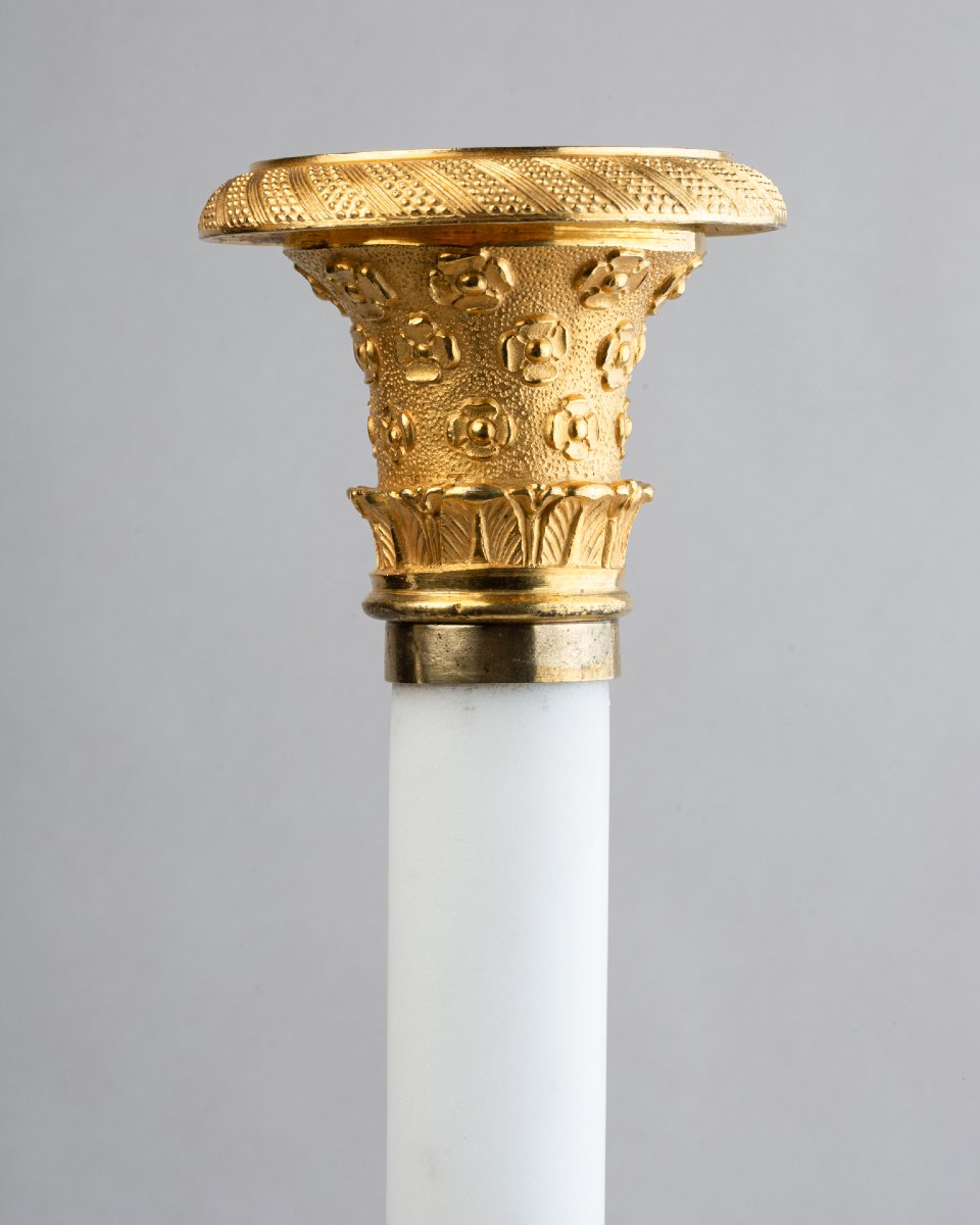 Pair Of Large White Marble Candlesticks, Circa 1800-photo-3