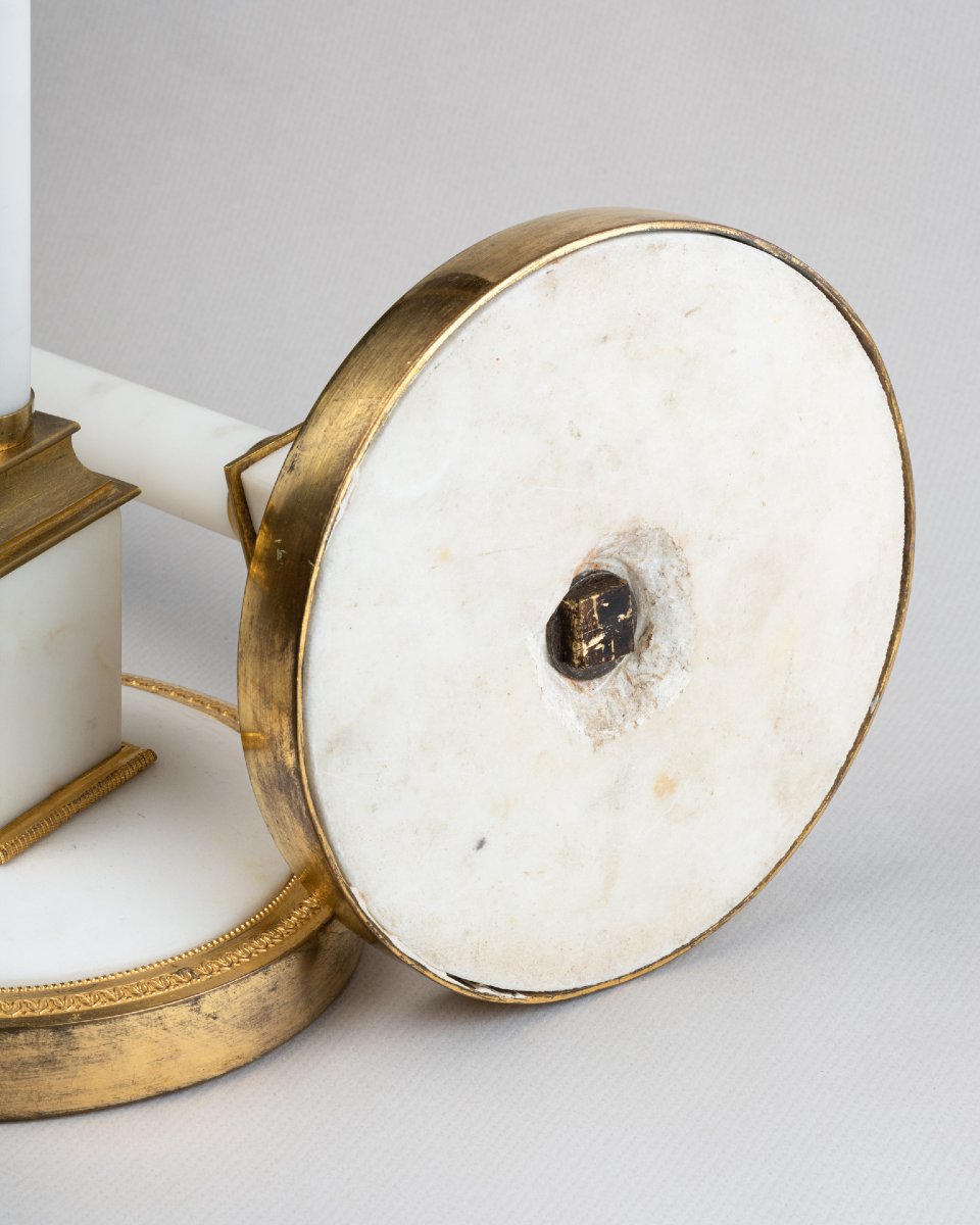 Pair Of Large White Marble Candlesticks, Circa 1800-photo-5