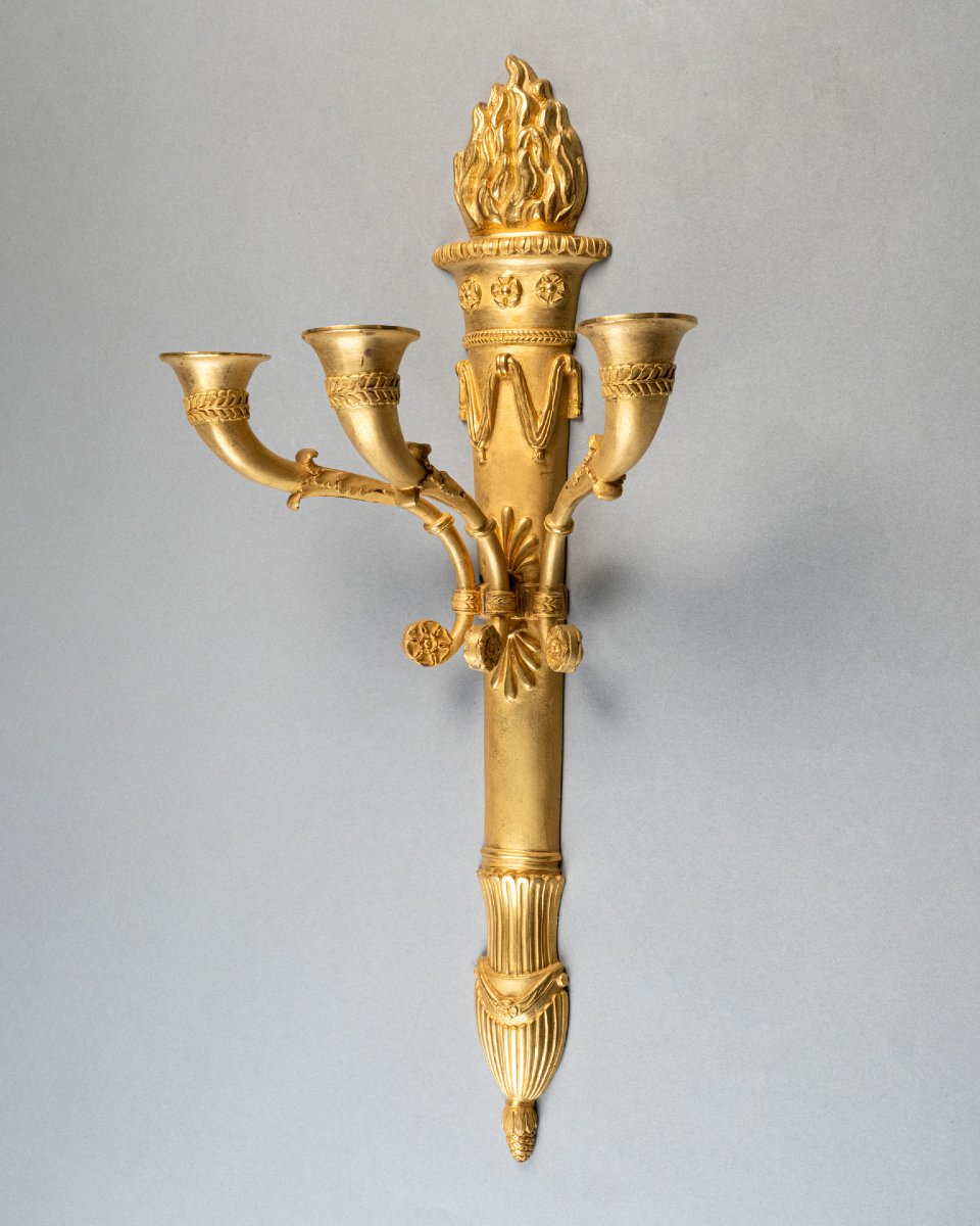 Paire appliques 3 lumières époque Empire début XIX°-photo-4