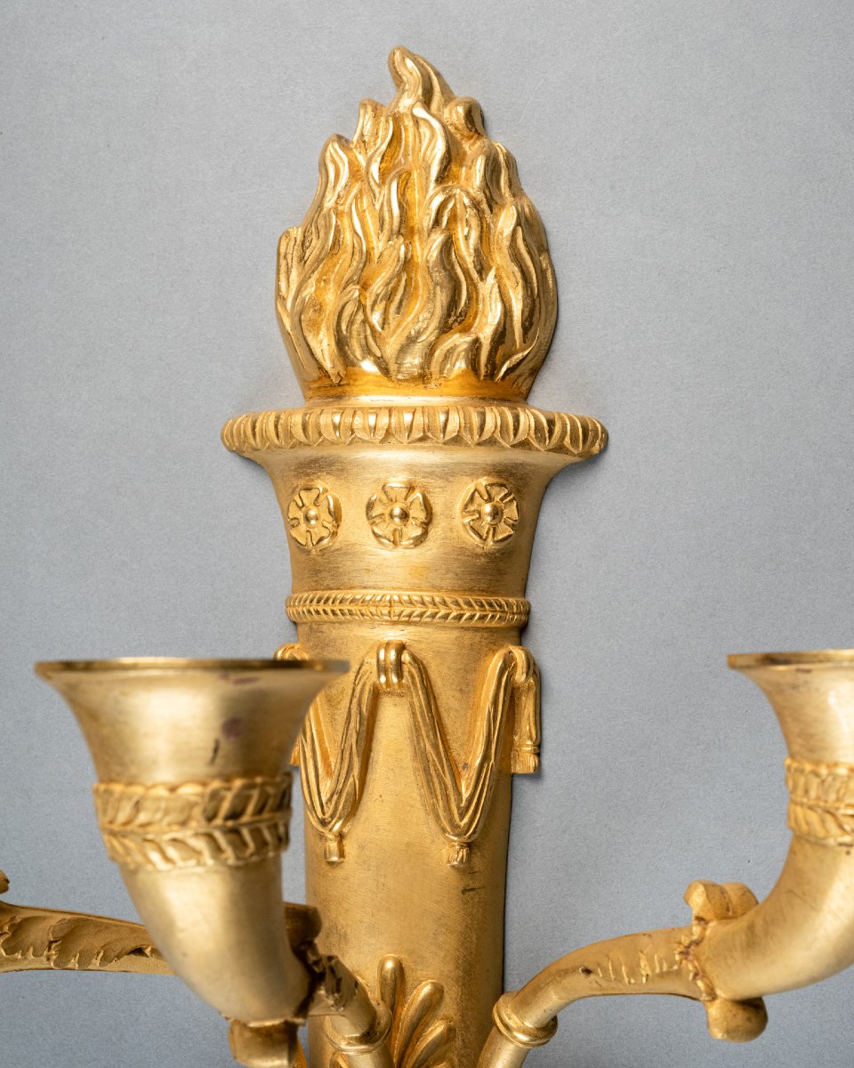 Paire appliques 3 lumières époque Empire début XIX°-photo-1