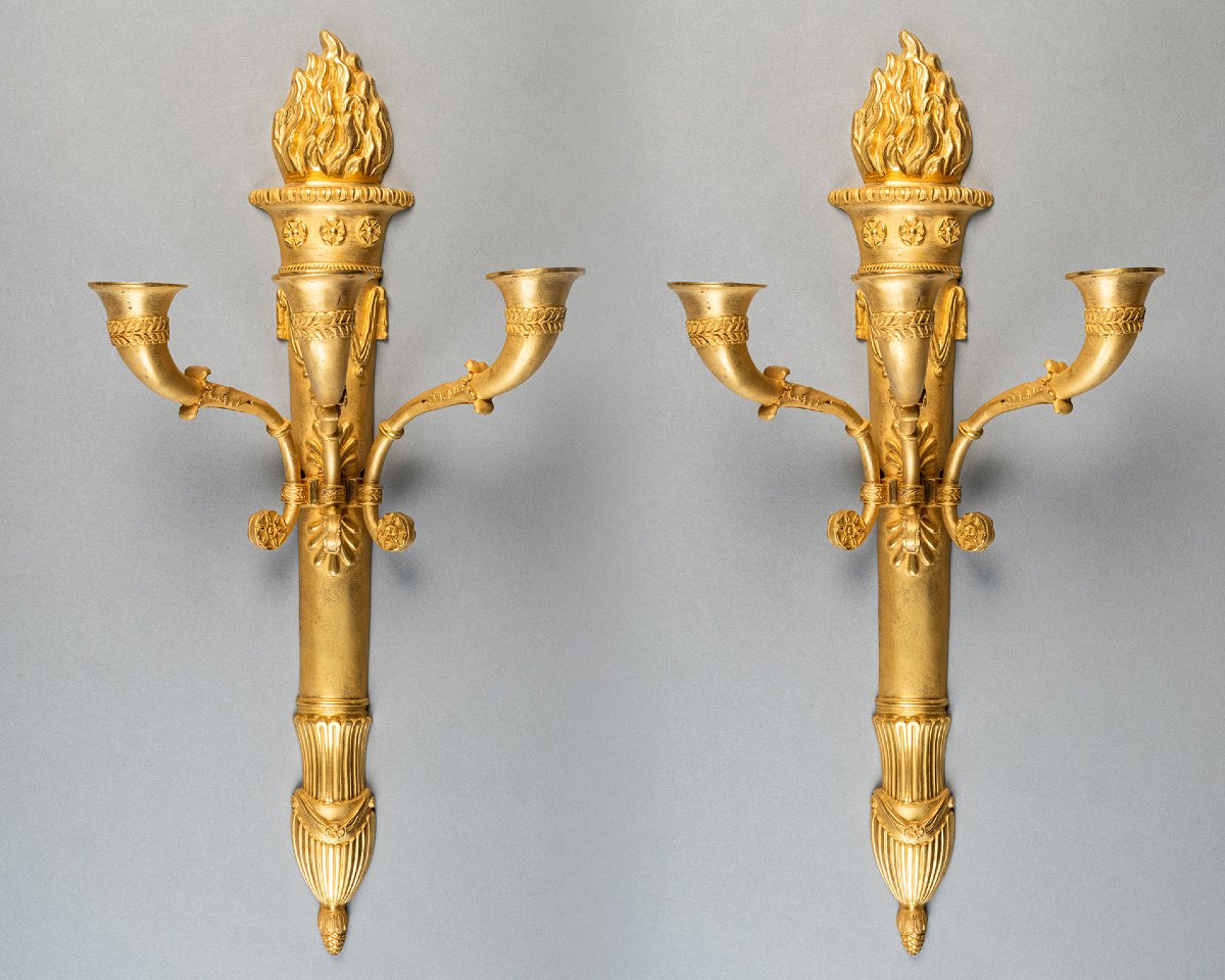 Paire appliques 3 lumières époque Empire début XIX°