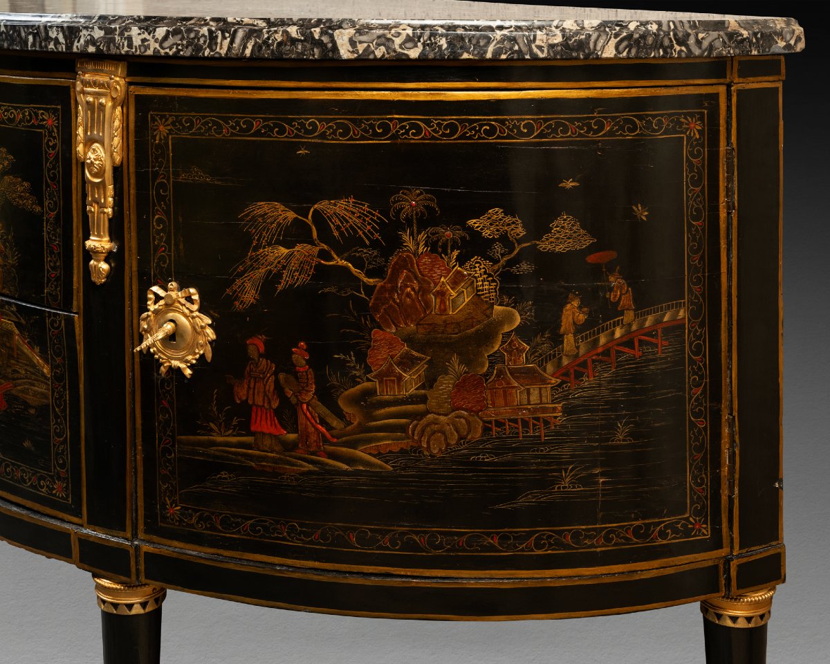 Commode en vernis martin époque Louis XVI signée "RUBESTUCK"-photo-4