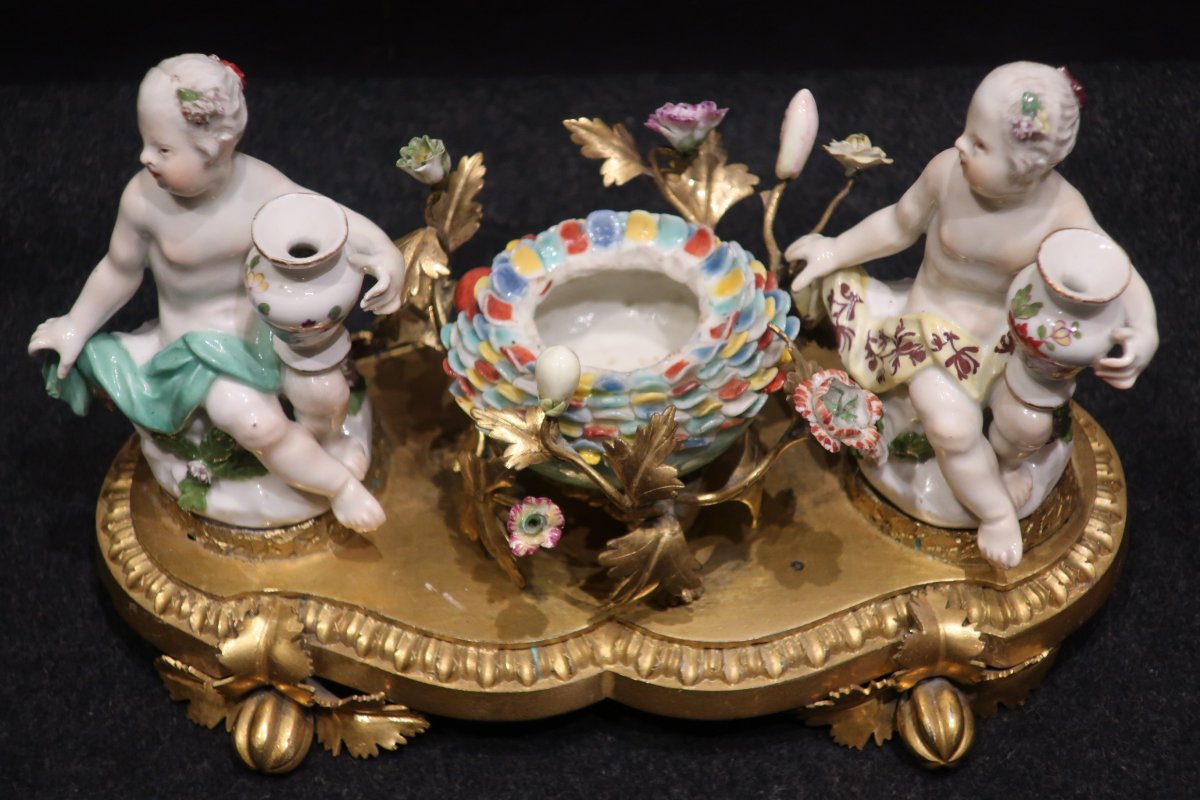 Encrier porcelaine XVIII ème siècle-photo-3