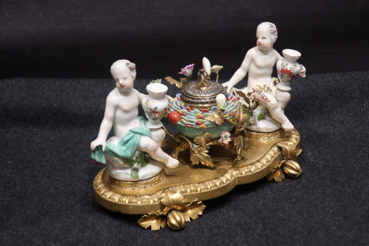 18th Century Porcelain Inkwell-photo-3