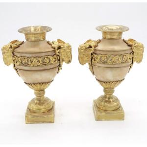 Paire de vases marbre époque Louis XVI