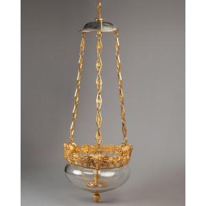 19th-century Crystal And Gilded Bronze Chandelier