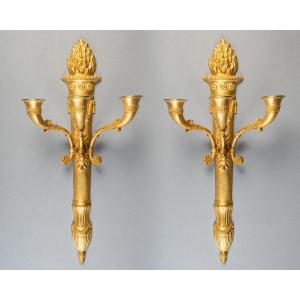 Paire appliques 3 lumières époque Empire début XIX°